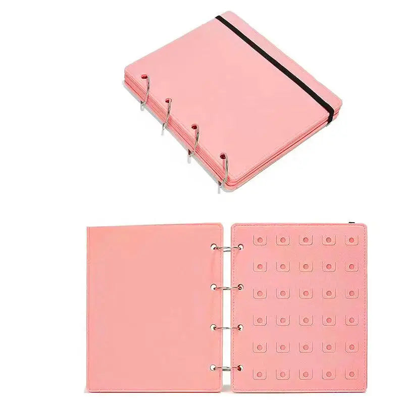 Pink Felt Pin &amp; Patch Display Storage Book on a white background 
