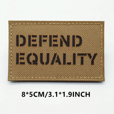 Doormat with 'DEFEND EQUALITY' text on a white background