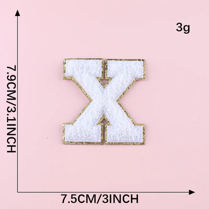 A–Z Green Towel Letter Patch — 8cm Iron-On Alphabet