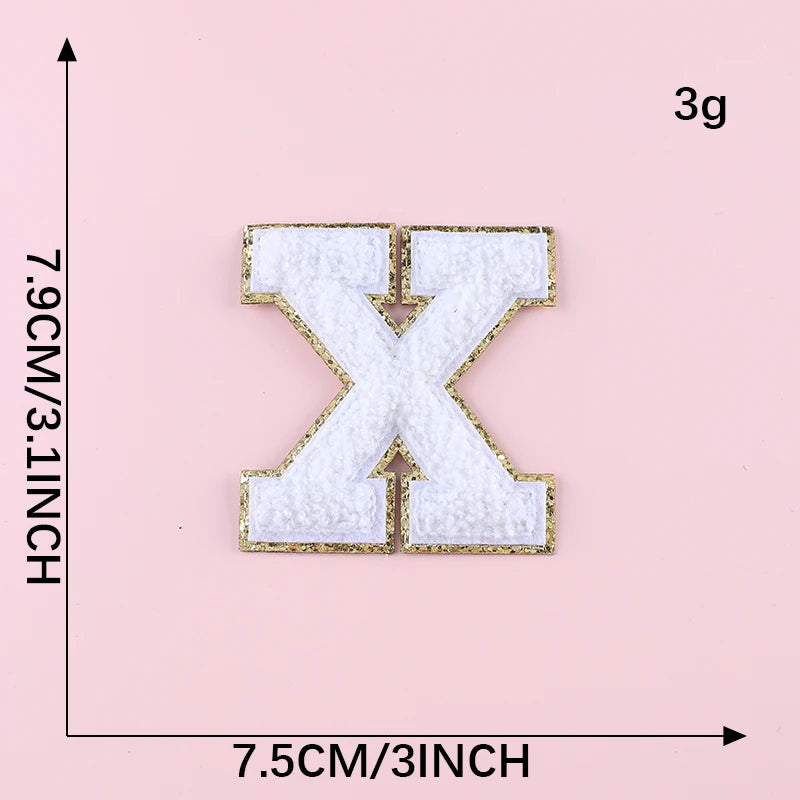 🔠 A–Z White Towel Letter Patch — 8cm Iron-On Alphabet
