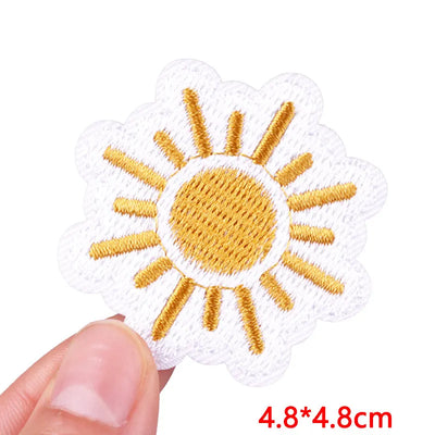 🧷 Cute Pink Aesthetic Embroidered Patch – Iron-On Butterfly, Rainbow, Heart, and Flower Designs for Jackets & DIY Clothing