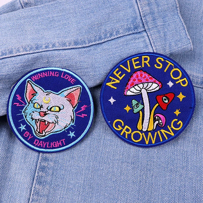 🐱 Cat & Quote Iron-On Patches – Fun, Feminist & Floral Designs