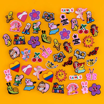 🌈50pcs Karol G Shoe Charms – Mermaids, Hearts, Butterflies & “Mañana Será Bonito” Icons for Clogs