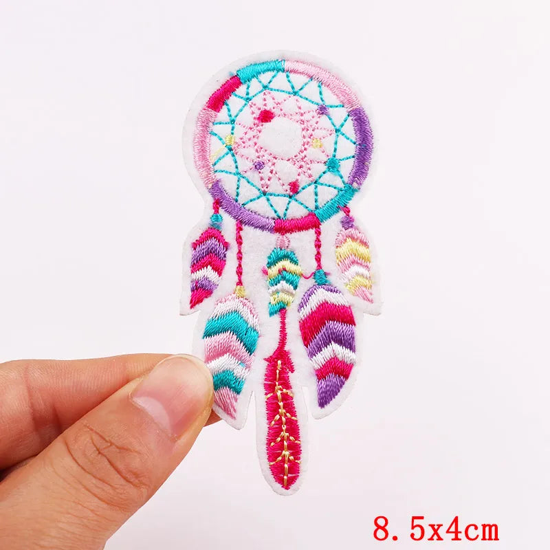 🧷 Cute Pink Aesthetic Embroidered Patch – Iron-On Butterfly, Rainbow, Heart, and Flower Designs for Jackets & DIY Clothing