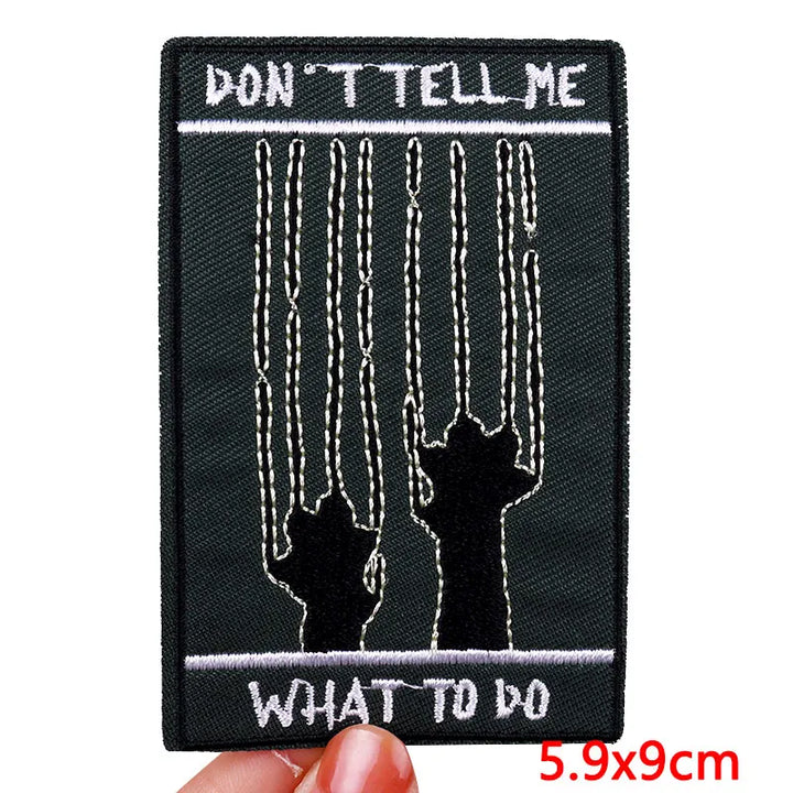 Embroidered patch with text &