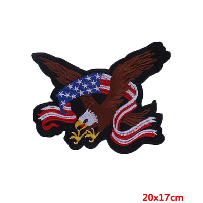 Eagle patch with American flag design on a white background