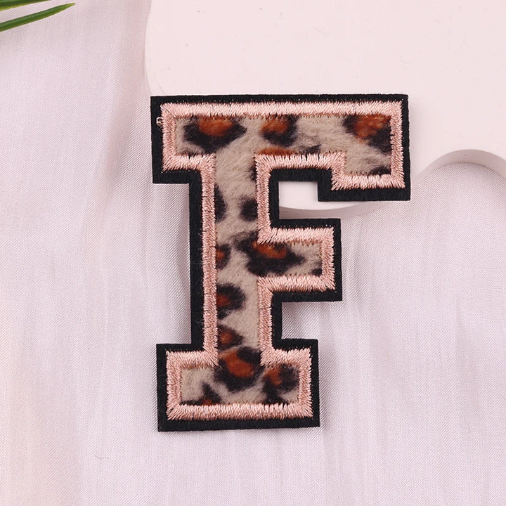 Leopard Varsity Letter Patch — Iron-On A–Z Initial - F