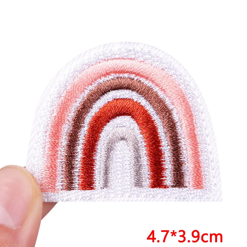 🧷 Cute Pink Aesthetic Embroidered Patch – Iron-On Butterfly, Rainbow, Heart, and Flower Designs for Jackets & DIY Clothing