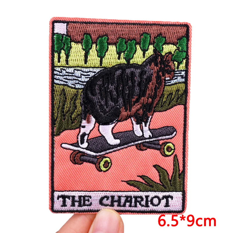 🃏 Tarot Cat Patch — Funny Iron-On Embroidered Badge