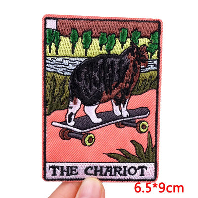 🃏 Tarot Cat Patch — Funny Iron-On Embroidered Badge