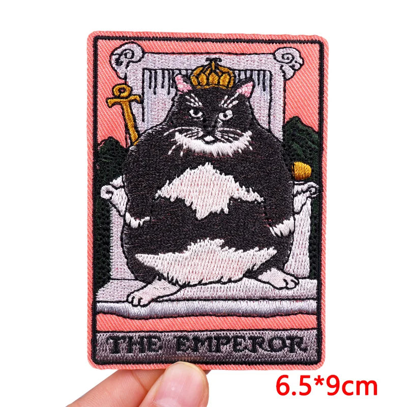 🃏 Tarot Cat Patch — Funny Iron-On Embroidered Badge