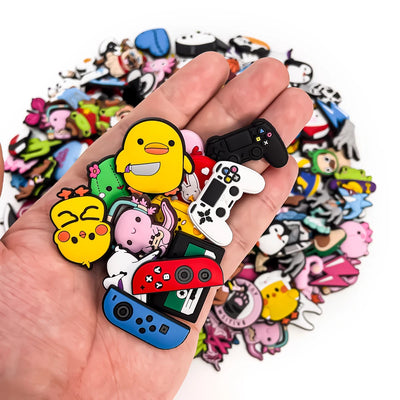 🧃20/50/100pcs Random Kawaii Shoe Charms – Cartoon Animals, Icons & Characters for Crocs & Clogs