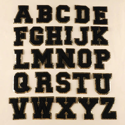 🔠 A–Z Black Towel Letter Patch — 8cm Iron-On Alphabet