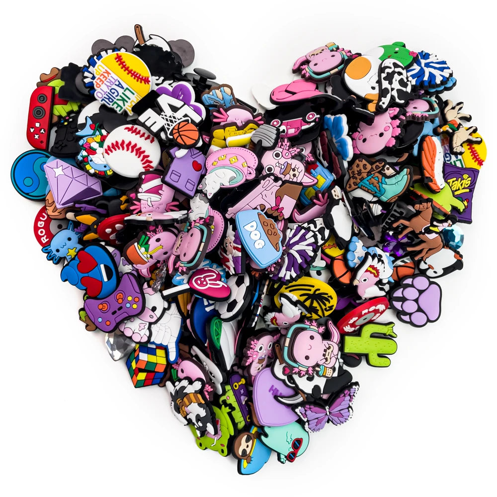 🧃20/50/100pcs Random Kawaii Shoe Charms – Cartoon Animals, Icons & Characters for Crocs & Clogs