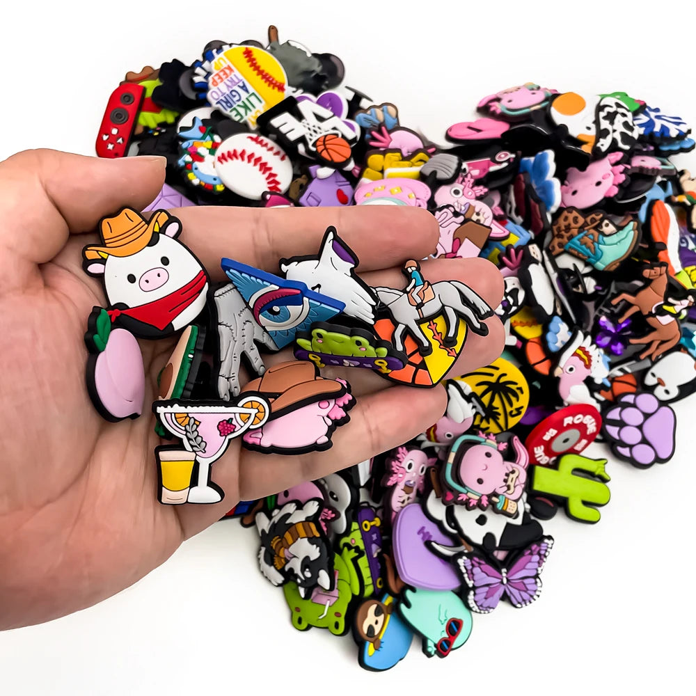 🧃20/50/100pcs Random Kawaii Shoe Charms – Cartoon Animals, Icons & Characters for Crocs & Clogs