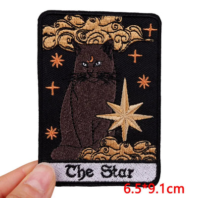 🃏 Tarot Cat Patch — Funny Iron-On Embroidered Badge