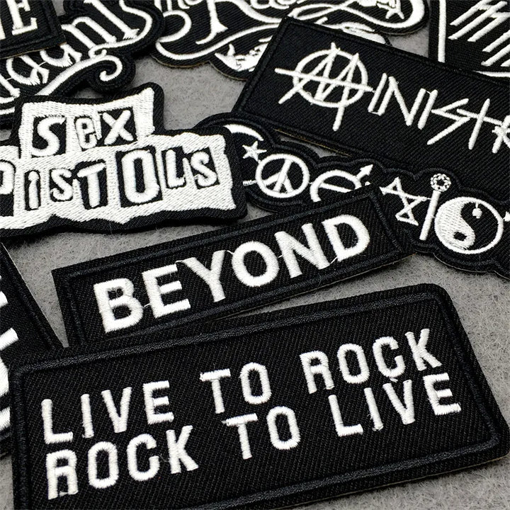 25pcs Rock Band Patch Pack — Black &amp; White Iron-On