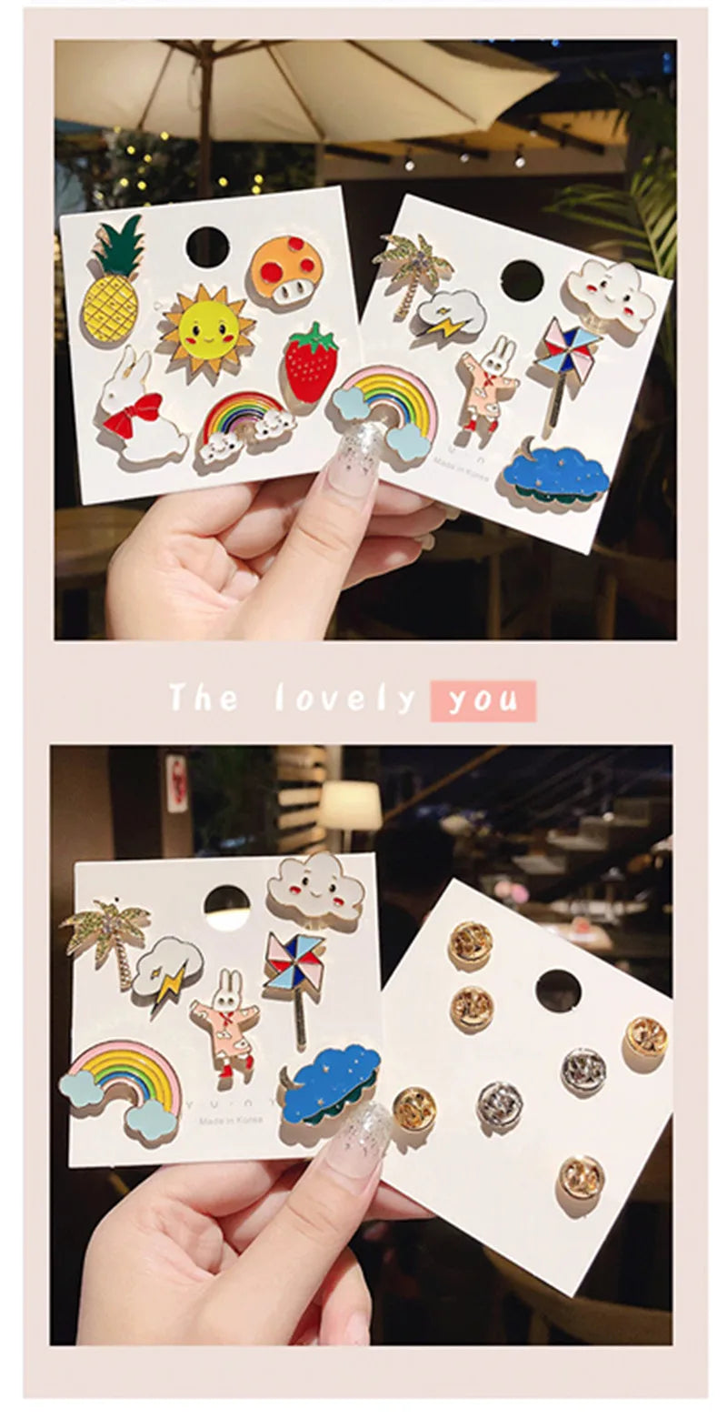 🎁100PCS Random Enamel Pins – Cute Animal, Plant & Cartoon Metal Lapel Badges for Bags & Clothes