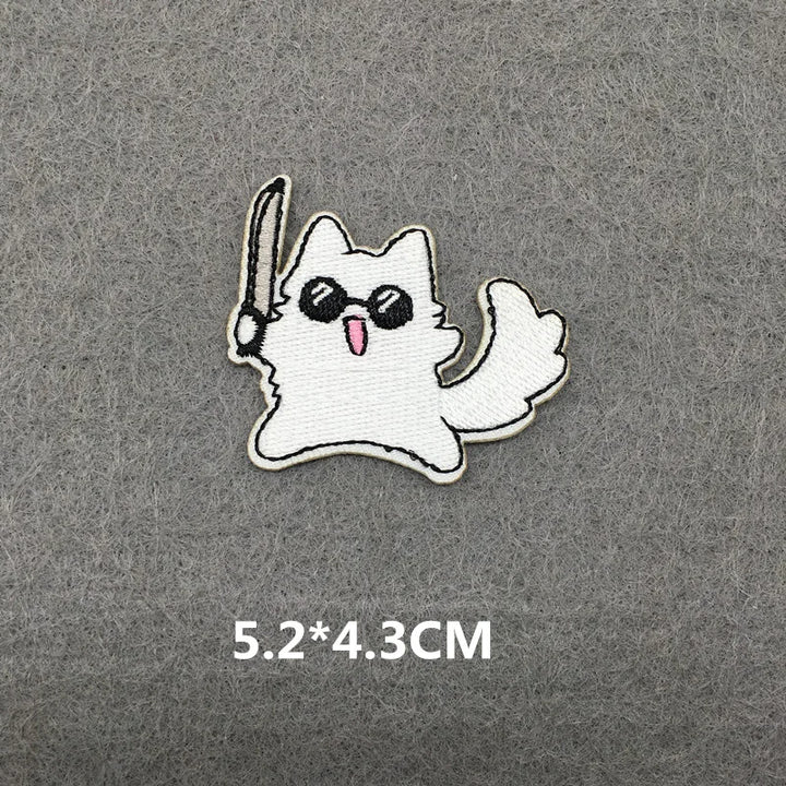 White ghost character with black eyes and a pink tongue on a gray background, with size measurement &