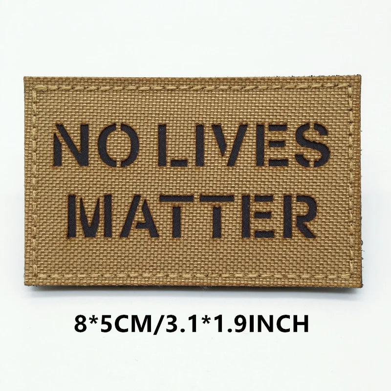 Doormat with 'NO LIVES MATTER' text on a white background