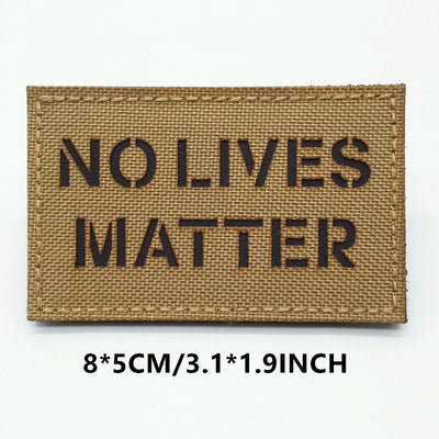 Doormat with 'NO LIVES MATTER' text on a white background