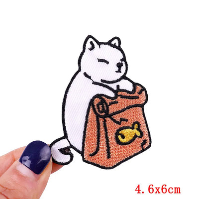 🦖 Funny Animal Patch — Cat, Frog, Dino & Duck Iron-On