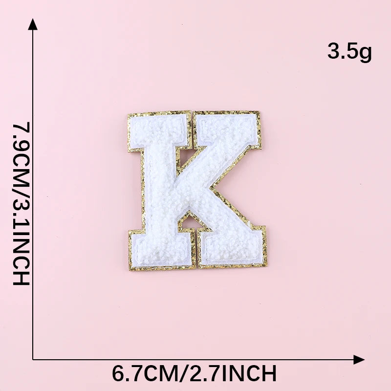 A-Z Letter Patches for Clothing Large Pink Towel Embroidery Patches on Clothes Stickers Appliques DIY Craft Accessories Size:8CM