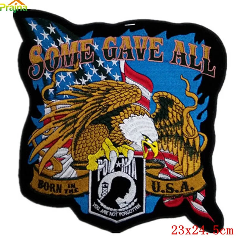 Eagle patch with 'Some Gave All' text and American flag design on a white background
