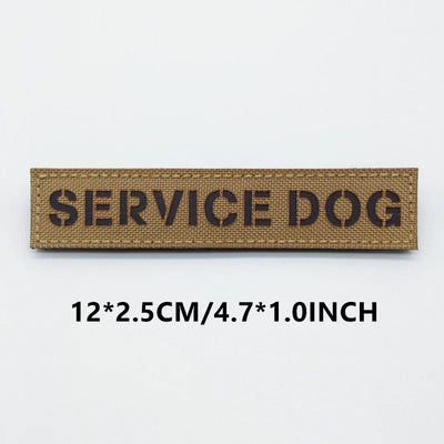 Rectangular patch with 'SERVICE DOG' text on a white background