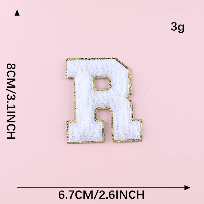 🔠 A–Z White Towel Letter Patch — 8cm Iron-On Alphabet