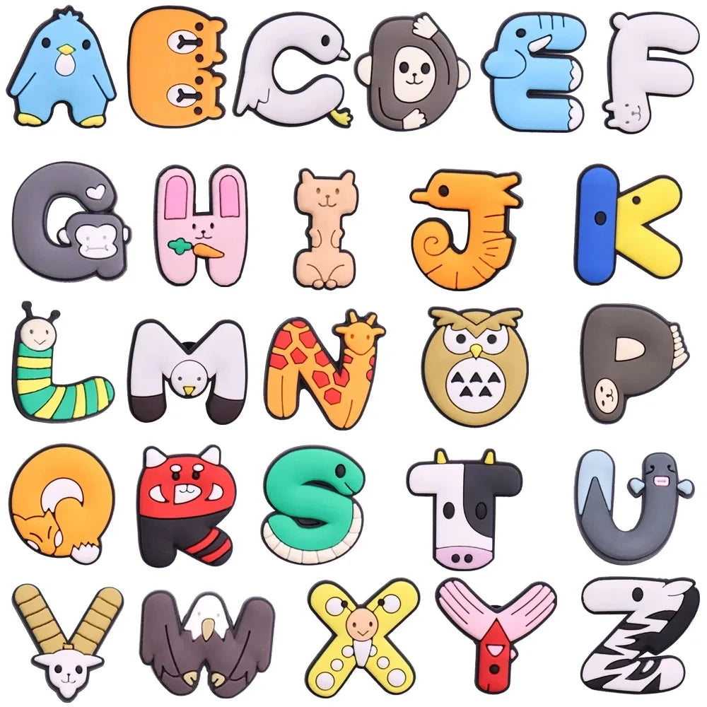 🔤26PCS Alphabet Shoe Charms – A–Z Letters in Cartoon & Classic Styles for Kids & Adults