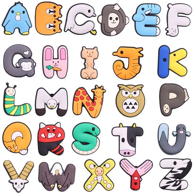🔤26PCS Alphabet Shoe Charms – A–Z Letters in Cartoon & Classic Styles for Kids & Adults