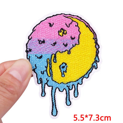 🧷 Cute Pink Aesthetic Embroidered Patch – Iron-On Butterfly, Rainbow, Heart, and Flower Designs for Jackets & DIY Clothing