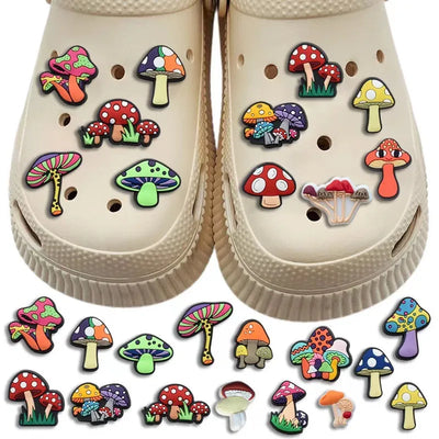 🍄20pcs Mushroom Shoe Charms – Colorful PVC Decorations for Clogs, Sandals & Bubble Slides