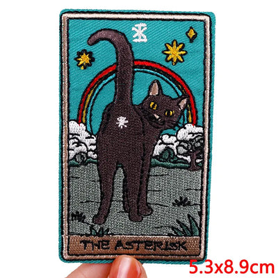 🃏 Tarot Cat Patch — Funny Iron-On Embroidered Badge