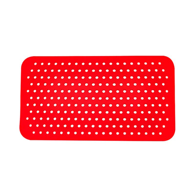 Red Rectangular shoe charms Display Board on a white background