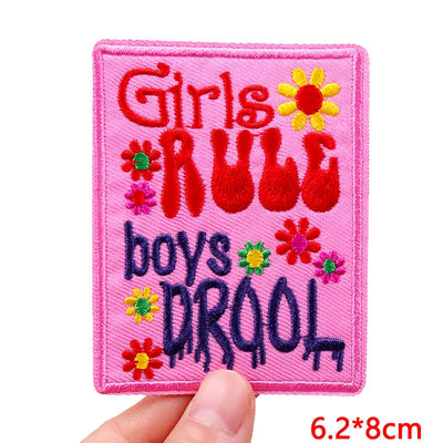 🐱 Cat & Quote Iron-On Patches – Fun, Feminist & Floral Designs