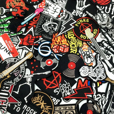 🎸50pcs Rock Band Patches – Iron-On Embroidered Music Appliques Set for Jackets, Jeans & Bags