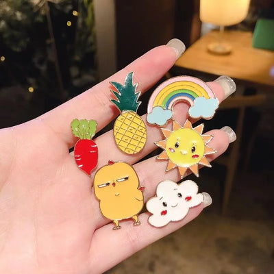🎁100PCS Random Enamel Pins – Cute Animal, Plant & Cartoon Metal Lapel Badges for Bags & Clothes