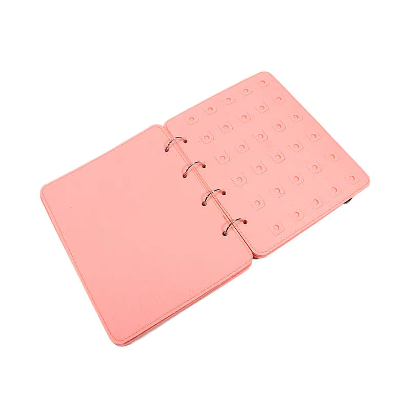 Pink Felt Pin &amp; Patch Display Storage Book open on a white background 
