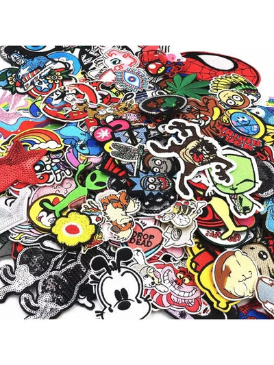 Collection of various colorful stickers on a white background