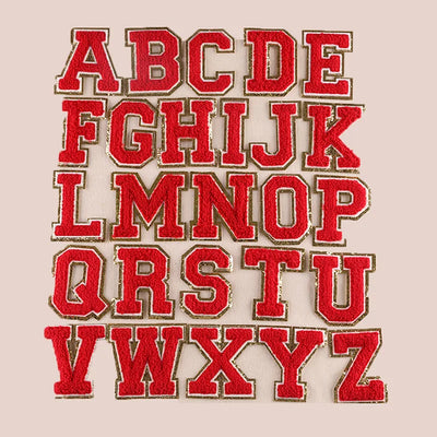 🔠 A–Z Red Towel Letter Patch — 8cm Iron-On Alphabet