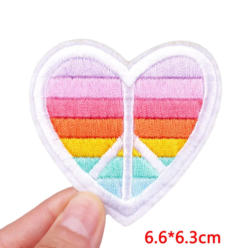 🧷 Cute Pink Aesthetic Embroidered Patch – Iron-On Butterfly, Rainbow, Heart, and Flower Designs for Jackets & DIY Clothing