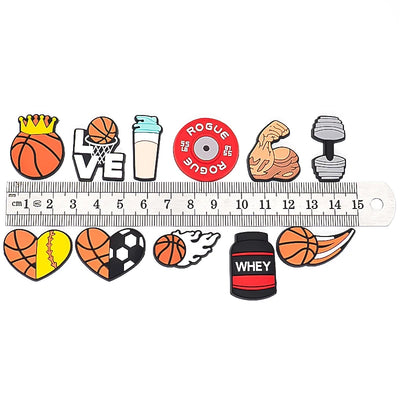 🏈36/50pcs Sports Series Shoe Charms – Basketball, Football, Hockey & Wrestling Icons for Clogs