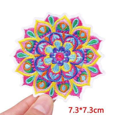 🧷 Cute Pink Aesthetic Embroidered Patch – Iron-On Butterfly, Rainbow, Heart, and Flower Designs for Jackets & DIY Clothing