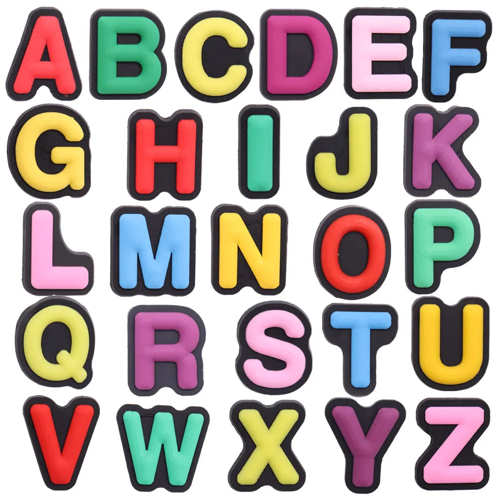🔤26PCS Alphabet Shoe Charms – A–Z Letters in Cartoon & Classic Styles for Kids & Adults