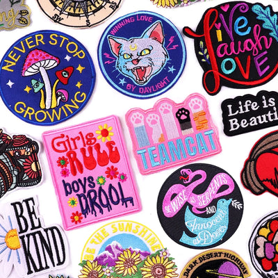 🐱 Cat & Quote Iron-On Patches – Fun, Feminist & Floral Designs