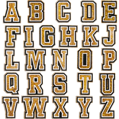 🔠Gold Glitter Alphabet Shoe Charms – 26PCS A–Z PVC Letters for Clogs, Bags & Wristbands