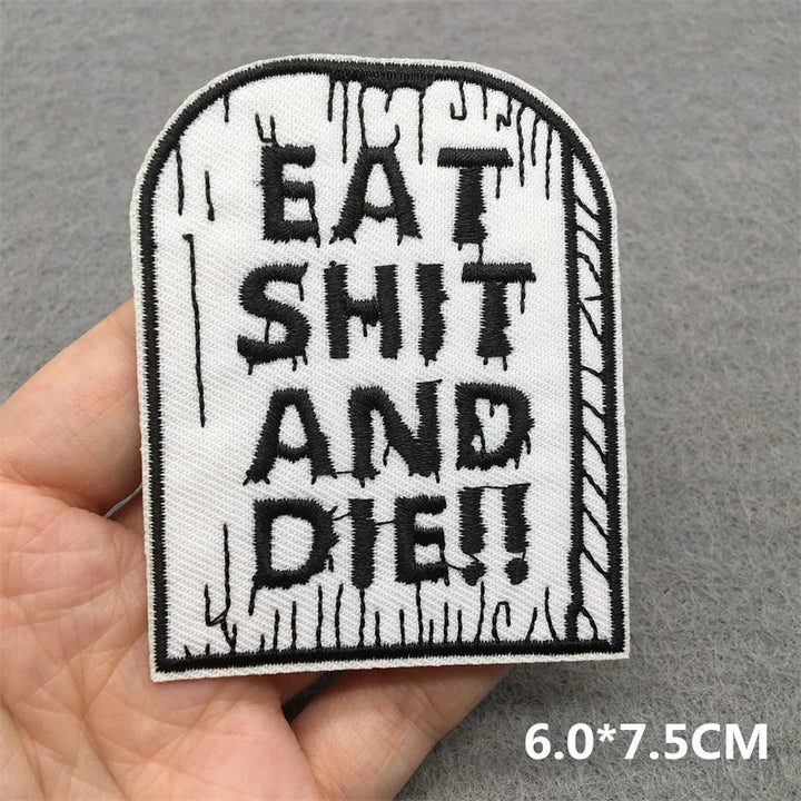 Embroidered patch with text &