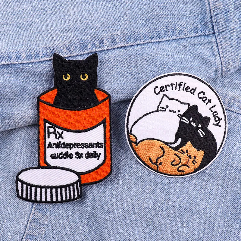 🦖 Funny Animal Patch — Cat, Frog, Dino & Duck Iron-On